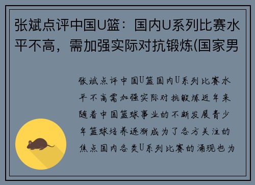张斌点评中国U篮：国内U系列比赛水平不高，需加强实际对抗锻炼(国家男篮张斌)